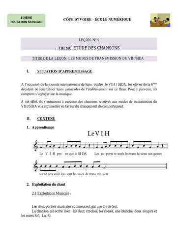 ED Mus 6ème L9 Les modes de transmission du VIH