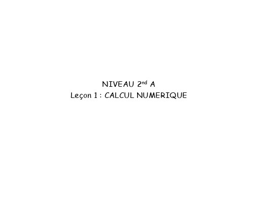FICHE DE COURS MATHS APC 2nde A 1  Calcul Numérique by TEHUA