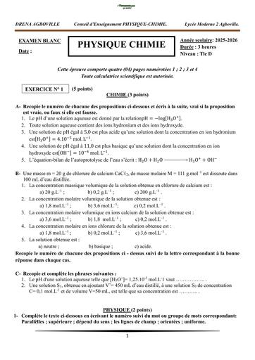 BAC BLANC 2026 DRENA AGBOVILLE SUJET PC SERIE D (SUJET) by TEHUA