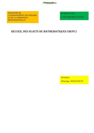 DOCUMENT BEPC 2012 à 2024 MATHS BY TEHUA