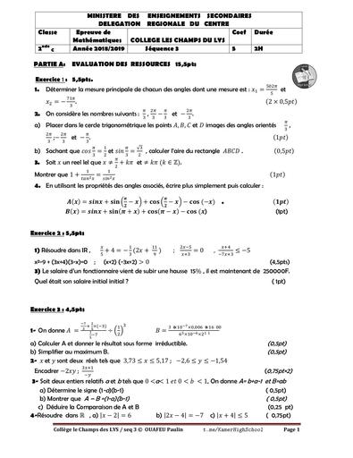 CollègeCLys Maths 2ndeC 3èmeSéq