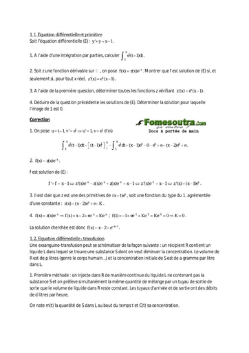 Exercices corrigés (5) d'Equation différentielles et primitives - Maths Terminale D