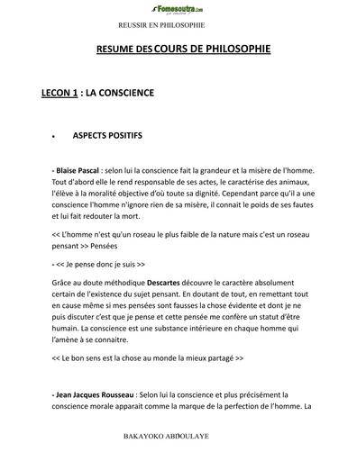 RESUME DES COURS DE PHILO Tle A CITATIONS BY TEHUA