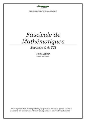 BCA Fascicule de Mathématiques 2nde C et TCI by TEHUA