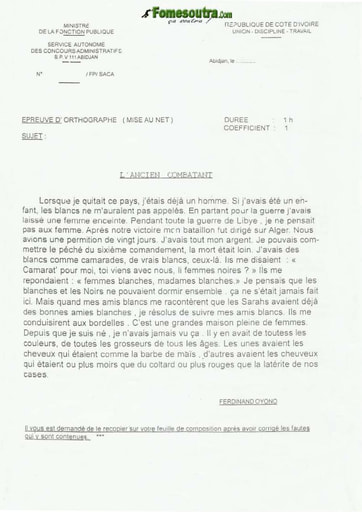 Sujet Orthographe 3 concours de Police
