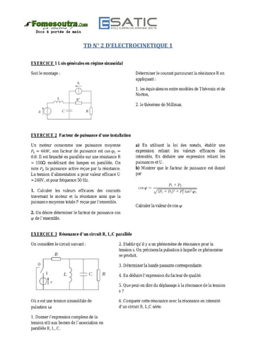 TD corrigé (2) d’électronique - ESATIC