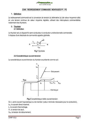 Cours de redressement commandé