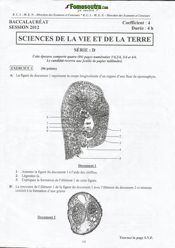 Sujet de SVT BAC D 2012