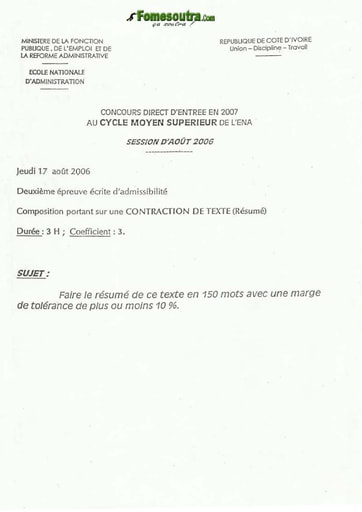 Sujet Résumé de texte ENA 2006