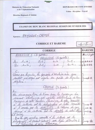 BEPC BLANC 2026 DRENA ABOISSO SUJET PC (BAREME) by TEHUA