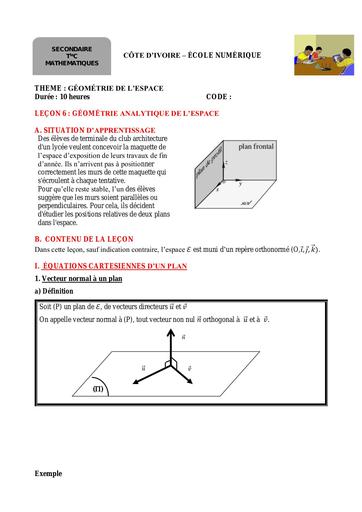 TC Maths leçon 05 Géometrie analytique de lespace