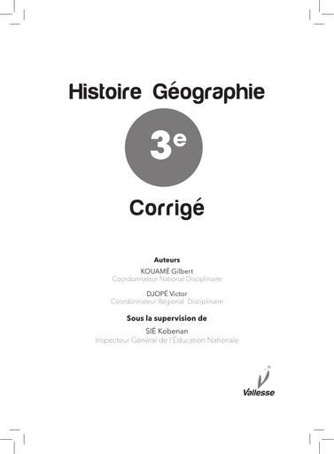 Cahier d'activités Vallesse Histoire Géographie 3ième corrigé by Tehua