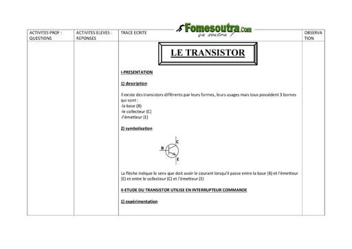 Le Transistor - Physique 3eme