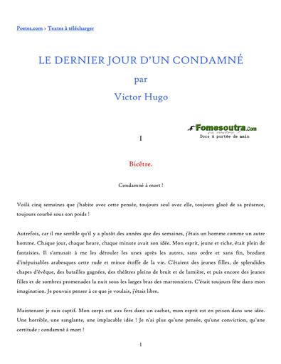 Hugo dernier jour d'un condamné