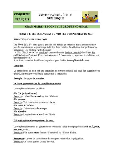 3 Grammaire 5ème L1 S3 2
