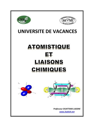 Cours atomistique  licence 1 sciences physiques