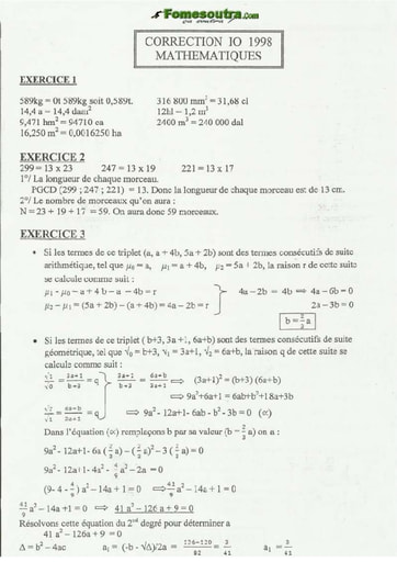 Corrigé de Maths CAFOP 1998