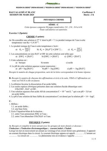 SUJET BAC BLANC REGIONAL 2025 DREN GBEKE PC SERIE C SUJET BY TEHUA