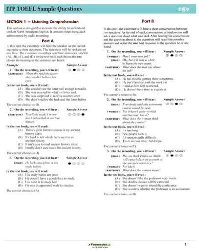 ITP TOEFL Sample Questions (2)