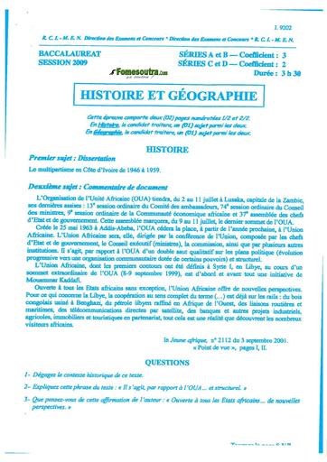 Bac a b c d hist Geo 2009 by TEHUA