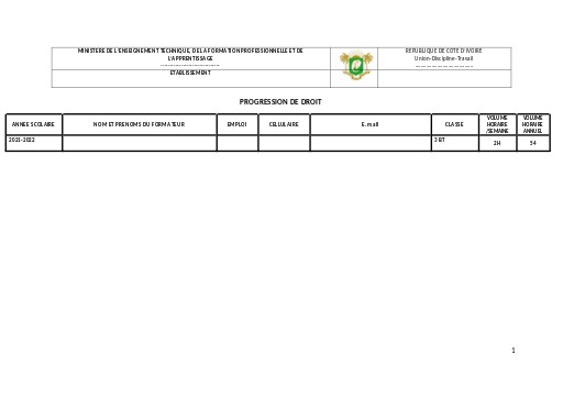 PROGRESSION DROIT 3 BT
