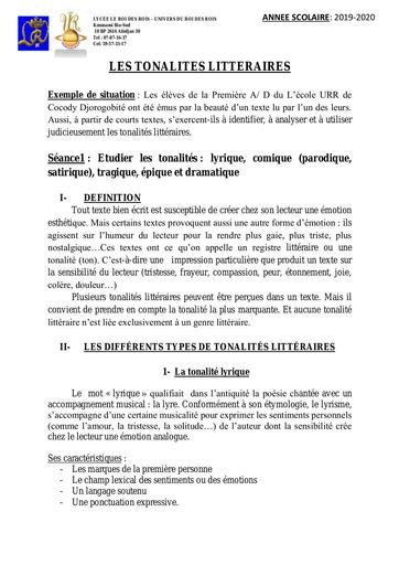 Cours Fr Les tonalites litteraires 1