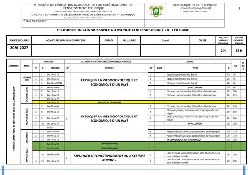 PROGRESSION 2026 27 CMC 2 BT TERTIAIRE by TEHUA