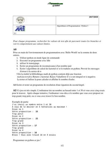 Info SUP MI L1 UFHB TD PYTHON by TEHUA