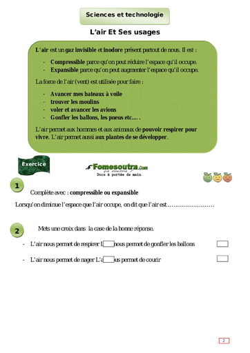 L’air et ses usages - Cours CE1