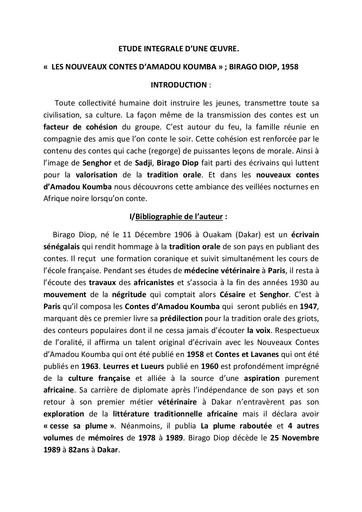 Etude integrale LES NOUVEAUX CONTES D’AMADOU KOUMBA by Tehua