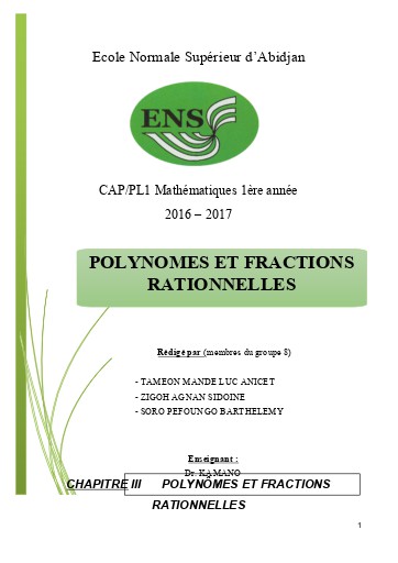 2nd C Polynomes et Fractions Rationnels