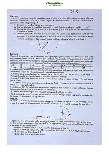 Sujet de Physique-Chimie Terminale D Lycée Classique Abidjan 2022