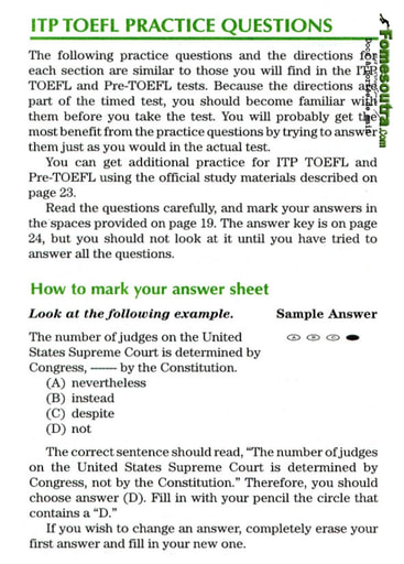 ITP TOEFL Sample Questions (3)