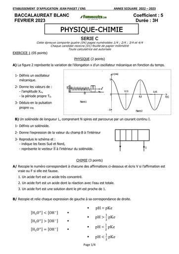 BAC BLANC  PIAGET Sujet PC 2023 by Tehua