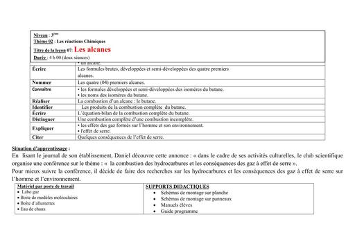 FICHE DE COURS PC 3ième L9 ALCANES BY TEHUA