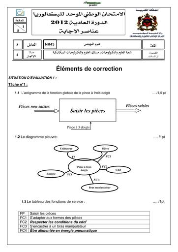 BAC 2012 SI normale STM Corrige BY TEHUA