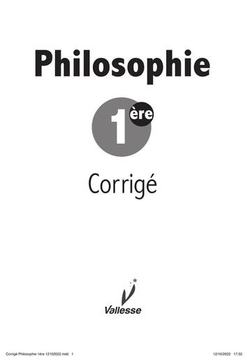 Corrigé Habileté Philosophie 1ère Vallesse Edtions By Tehua