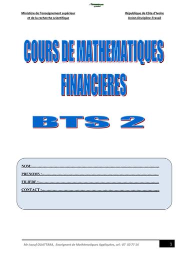 FASCICULE MATHS FINANCIERES BTS 2 by TEHUA