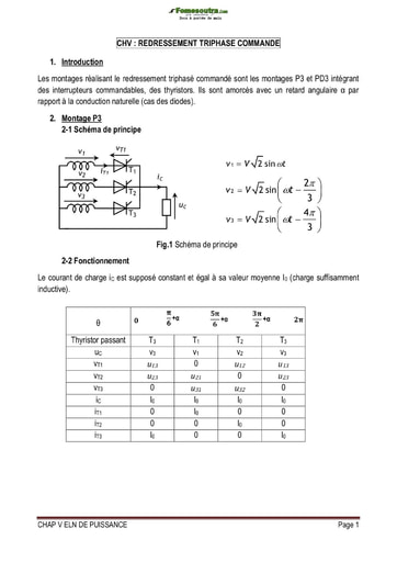 Cours de redressement triphasé commandé