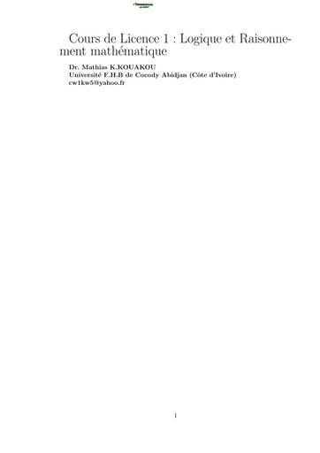 LICENCE MATHS INFO COURS L1 LOGIQUE ET RAISONNEMENT MATHS BY TEHUA