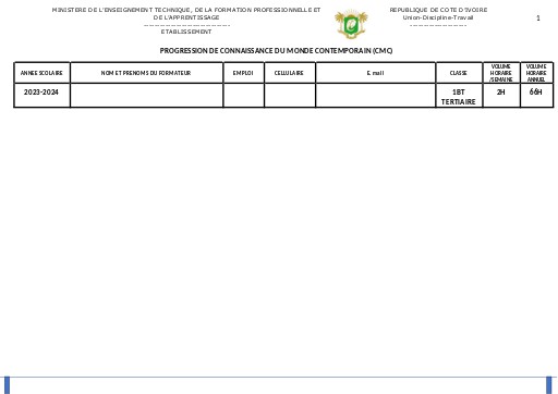 PROGRESSION 2023 2024 CMC 1 BT TERTIAIRE