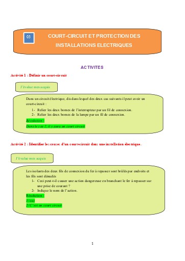 Leçon 3  Court circuit et protection des installations électriques, lu et envoyé (1)