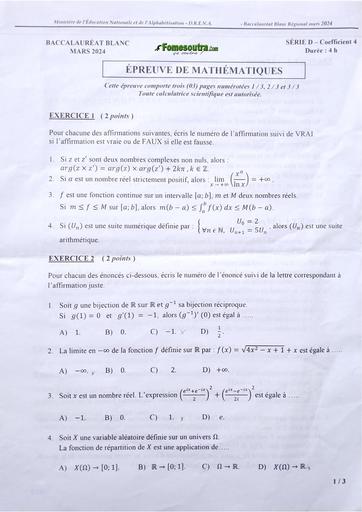 Bac blanc 2024 Maths serie D dren Abidjan 4 by Tehua