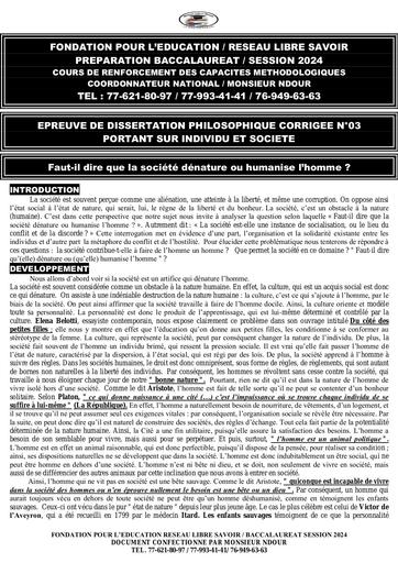 Prepa sujet corrigé philo faut il dire que la societé dénature ou humanise l'homme by Tehua