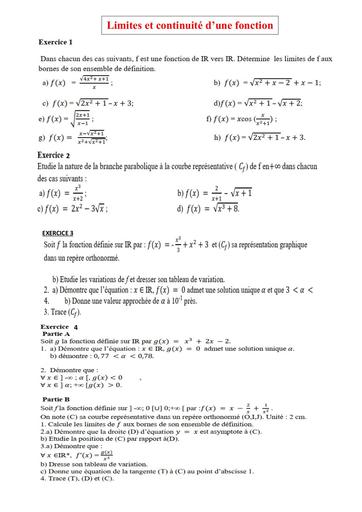 Fiche 1 maths tle D