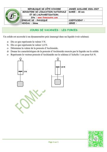 FICHE 2 PC 3ième L2 LES FORCES by TEHUA