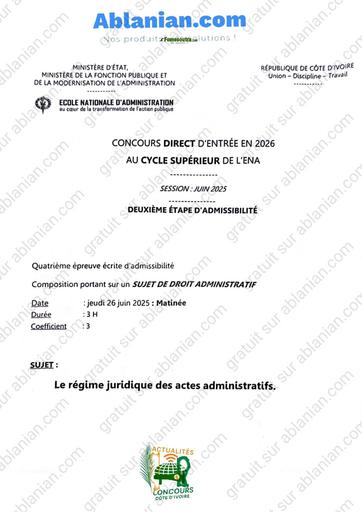 ENA SUJET CYCLE SUPERIEUR Droit Administratif 2nd TOUR by TEHUA