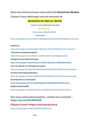 Pack Génération de Vidéo IA By TEHUA
