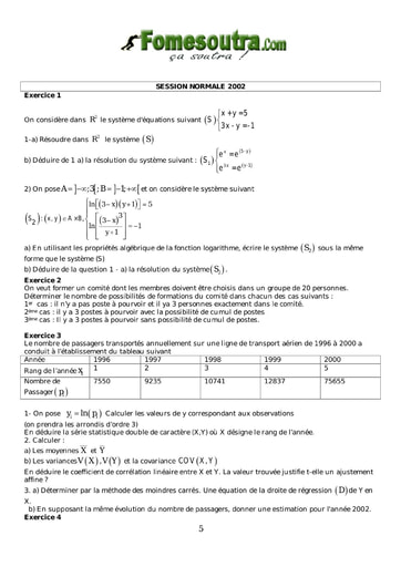 Sujet de Maths BAC G2 2002