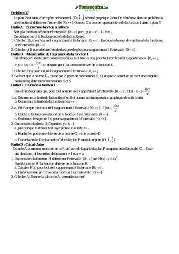 Problème 17 de maths niveau Terminale scientifique et BTS